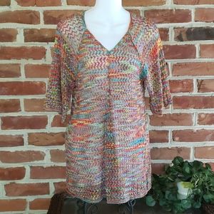 New Direction ND Crochet Open Weave Top Coverup PL